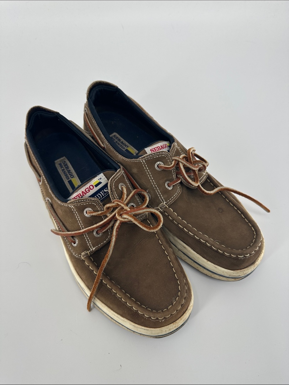 Sebago Brown Leather Lace-Up Boat Shoes